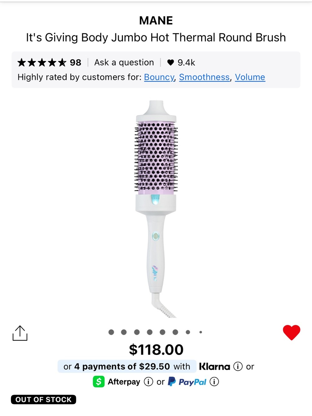 Mane It's Giving Body Jumbo Hot Round Brush (60MM)